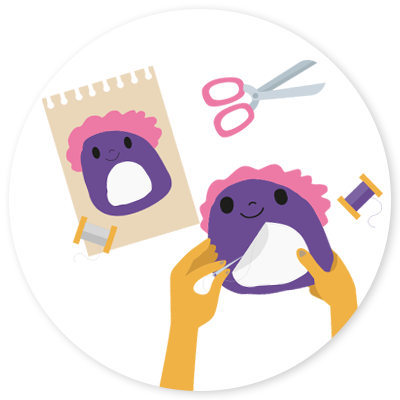 Step 2 of custom plushie making process