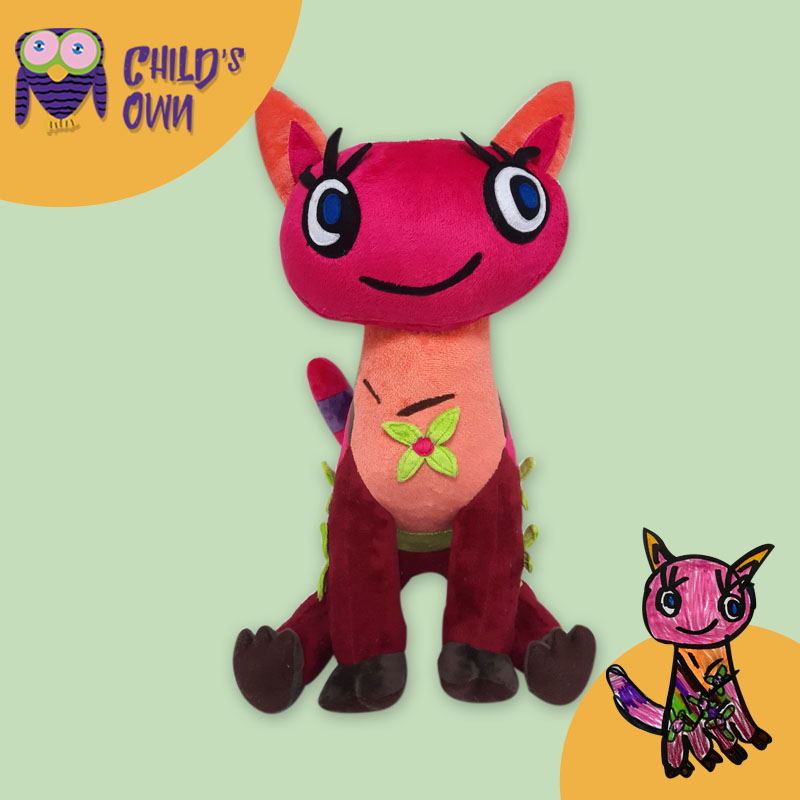 A cat plush toy from kid's drawing