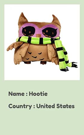 Plush owls from artwork