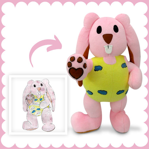 Custom plushie crafted from kid's artistic creation