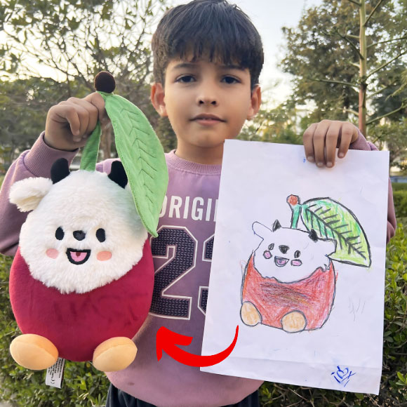 Thumbnail of custom-made plushie reflecting child's artistic vision