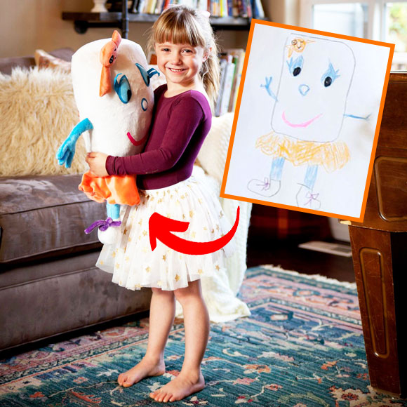 Thumbnail of unique plush toy inspired by child's colorful drawing