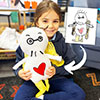 children drawing plushie