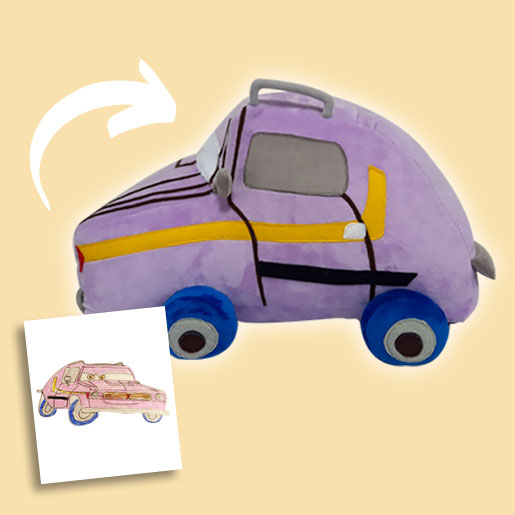 Custom stuffed car toy from drawing
